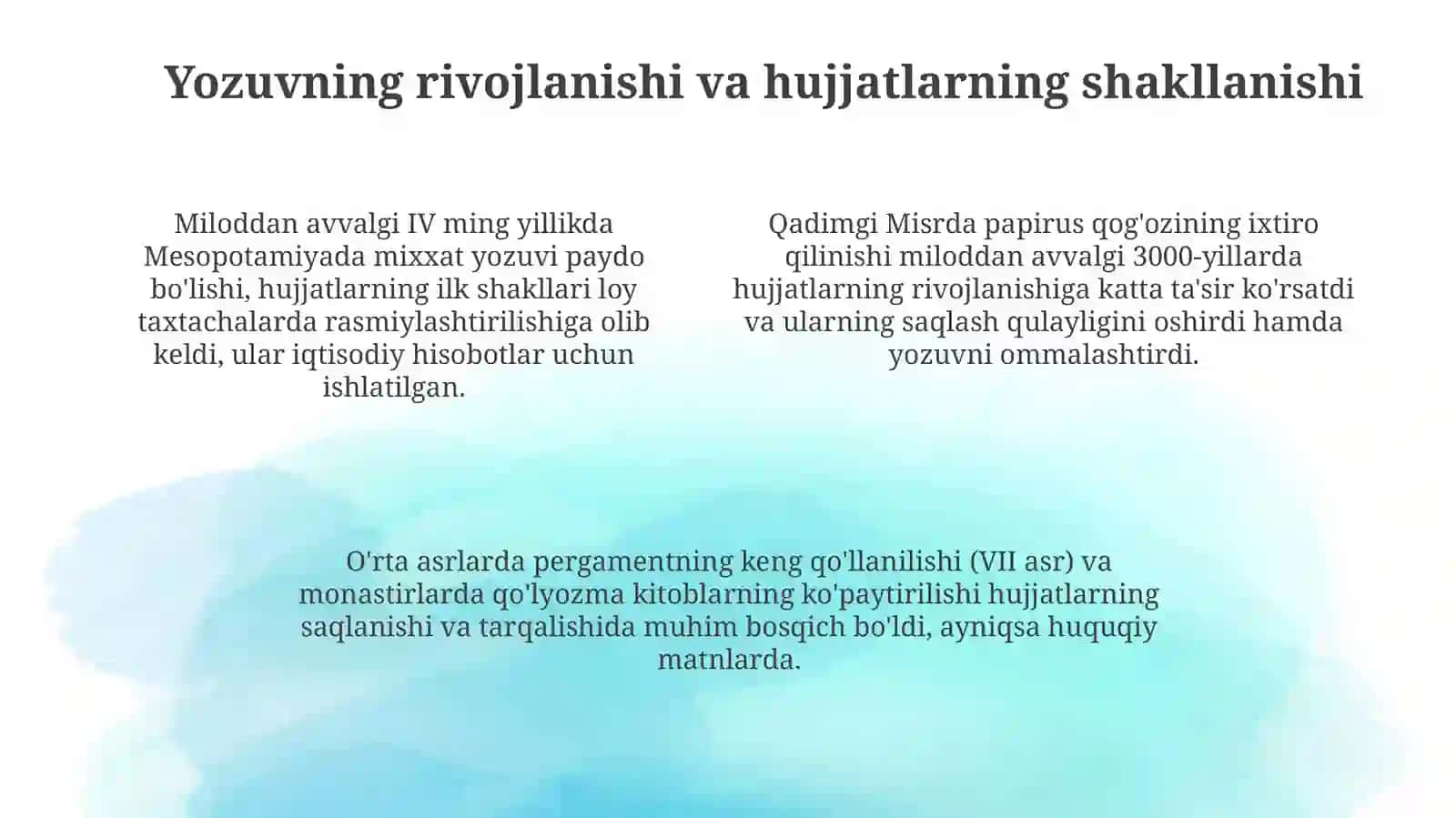 Hujjatlarning paydo boʻlishi va tarixi 4