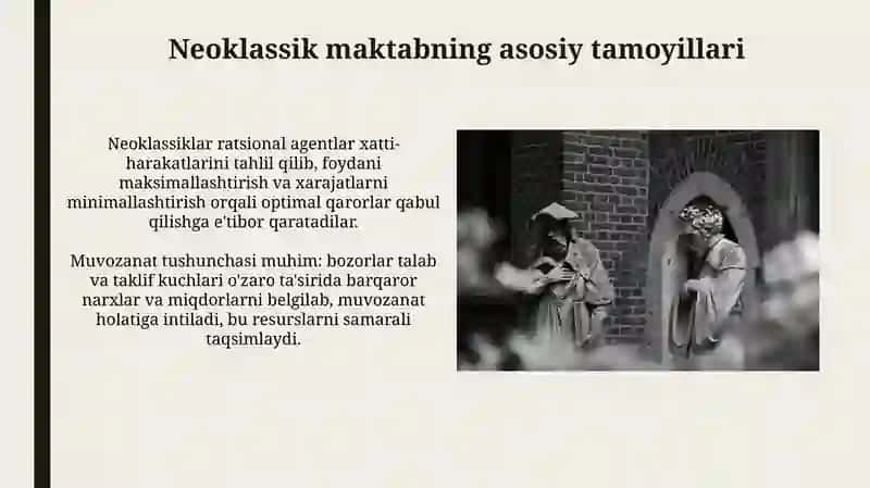 Marginalizm ta'limoti va neoklassik maktabi 4