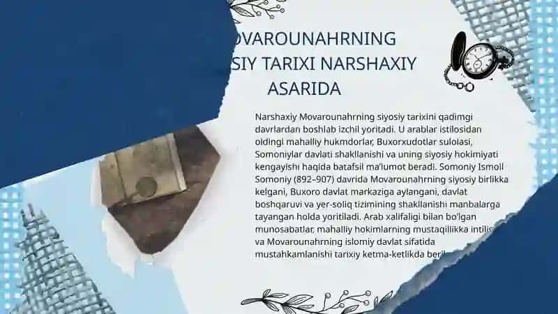 Narshaxiyning "Buxoro tarixi " asarida Movarounahr tarixi 4