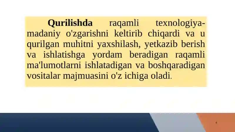 RAQAMLI TEXNOLOGIYALAR 4