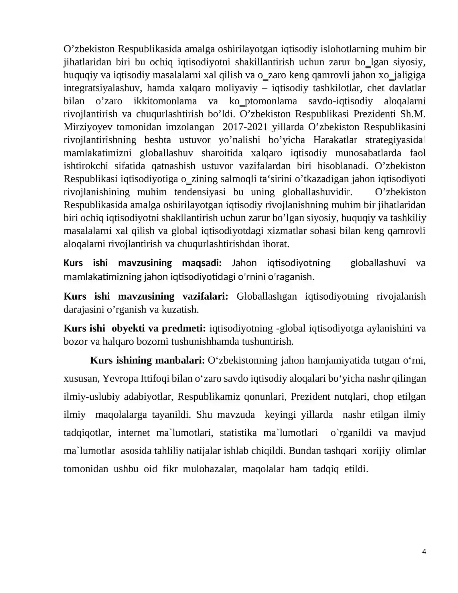 GLOBAL IQTISODIY RIVOJLANISH FANIDAN 4