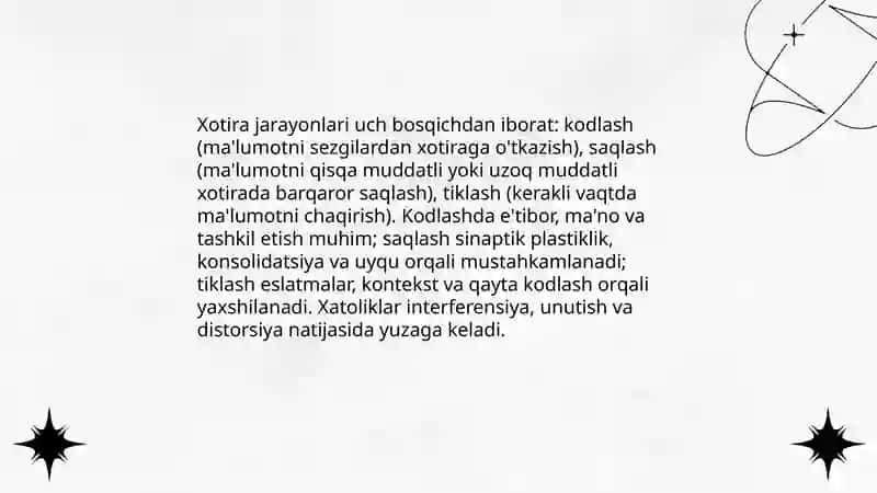 Sensor xotira va uning xossalari 4
