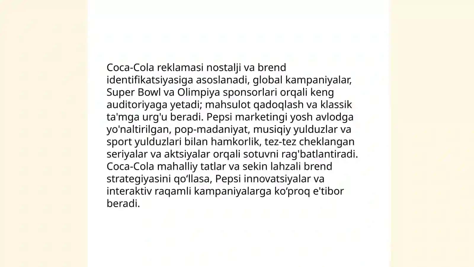 Coca-Cola va Pepsi tarixiy jihatdan raqobati 4