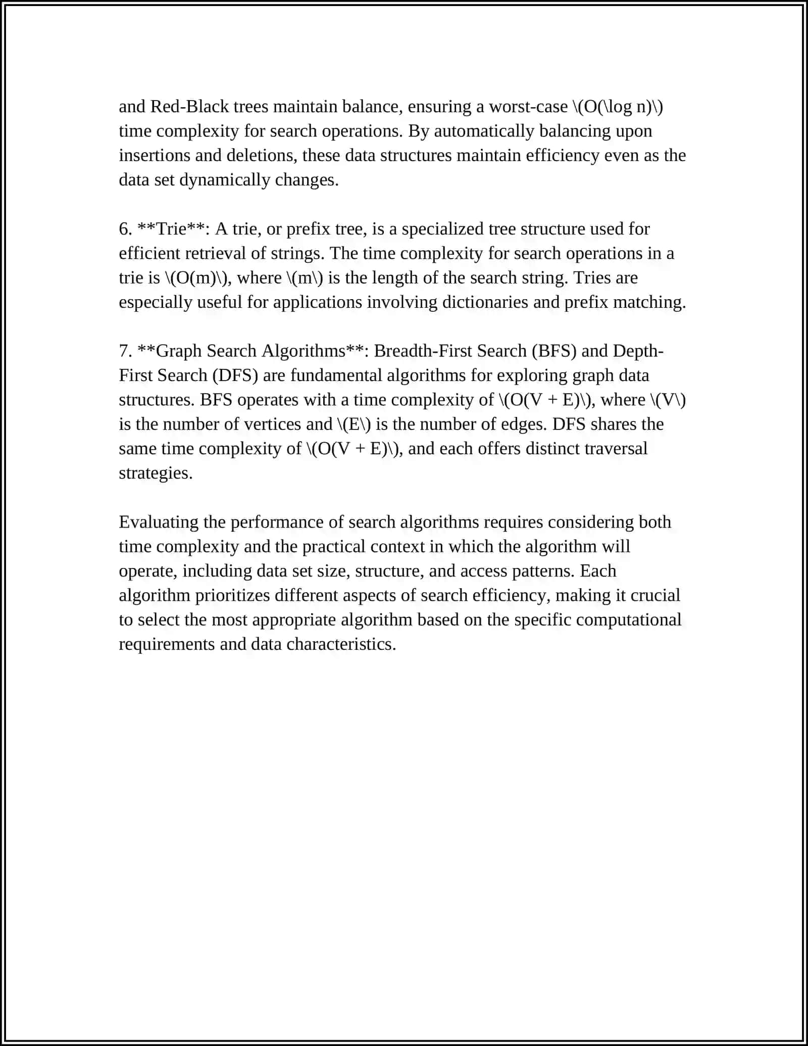 EFFICIENCY AND OPTIMIZATION OF SEARCH METHODS 4