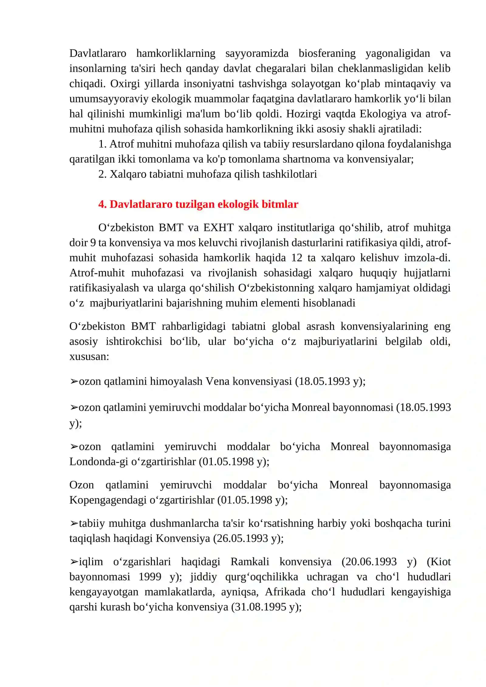 Ekologik qonunchilik va xalqaro ekologik tashkilotlar 4