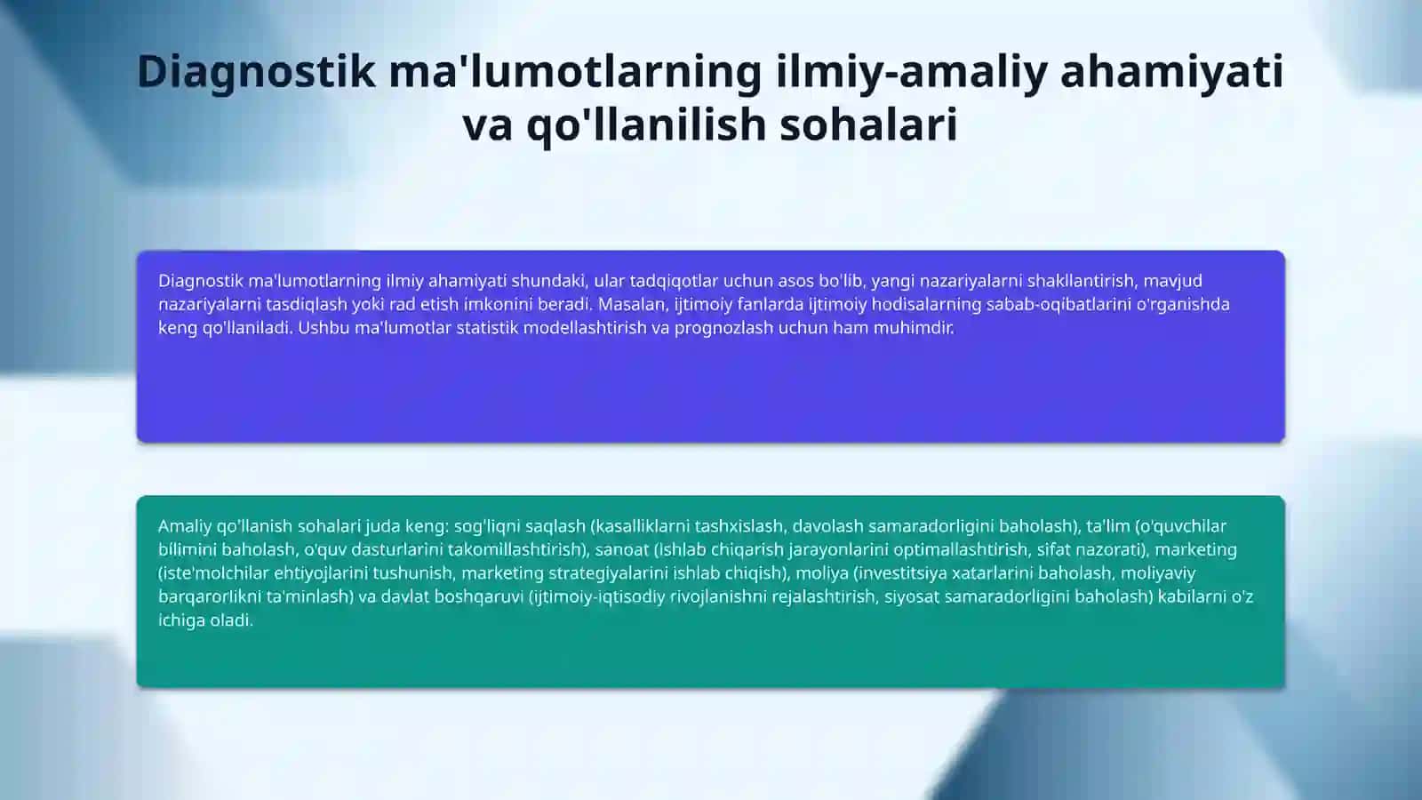 Diagnostik ma‘lumotlarni tayyorlash va qo‘llash metodikasi 4