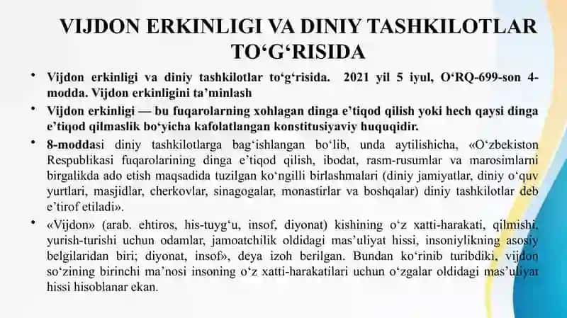 O‘zbekistonda faoliyat yurituvchi diniy tashkilotlar 4