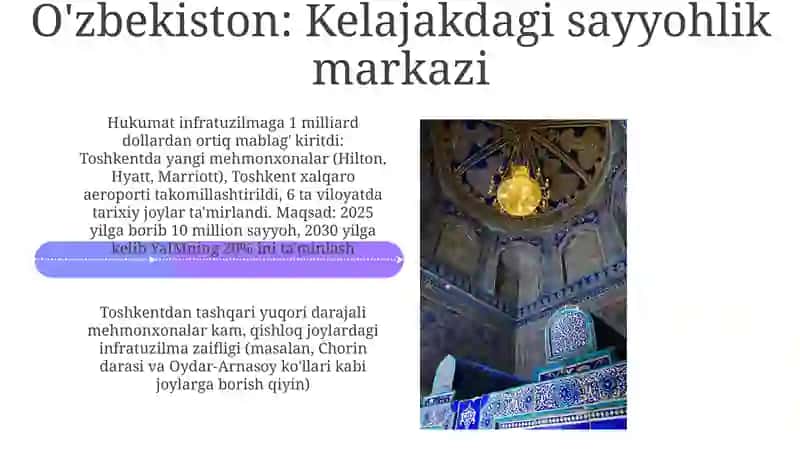 O'zbekiston turizm salohiyati: Ochilayotgan marvaridlar 4