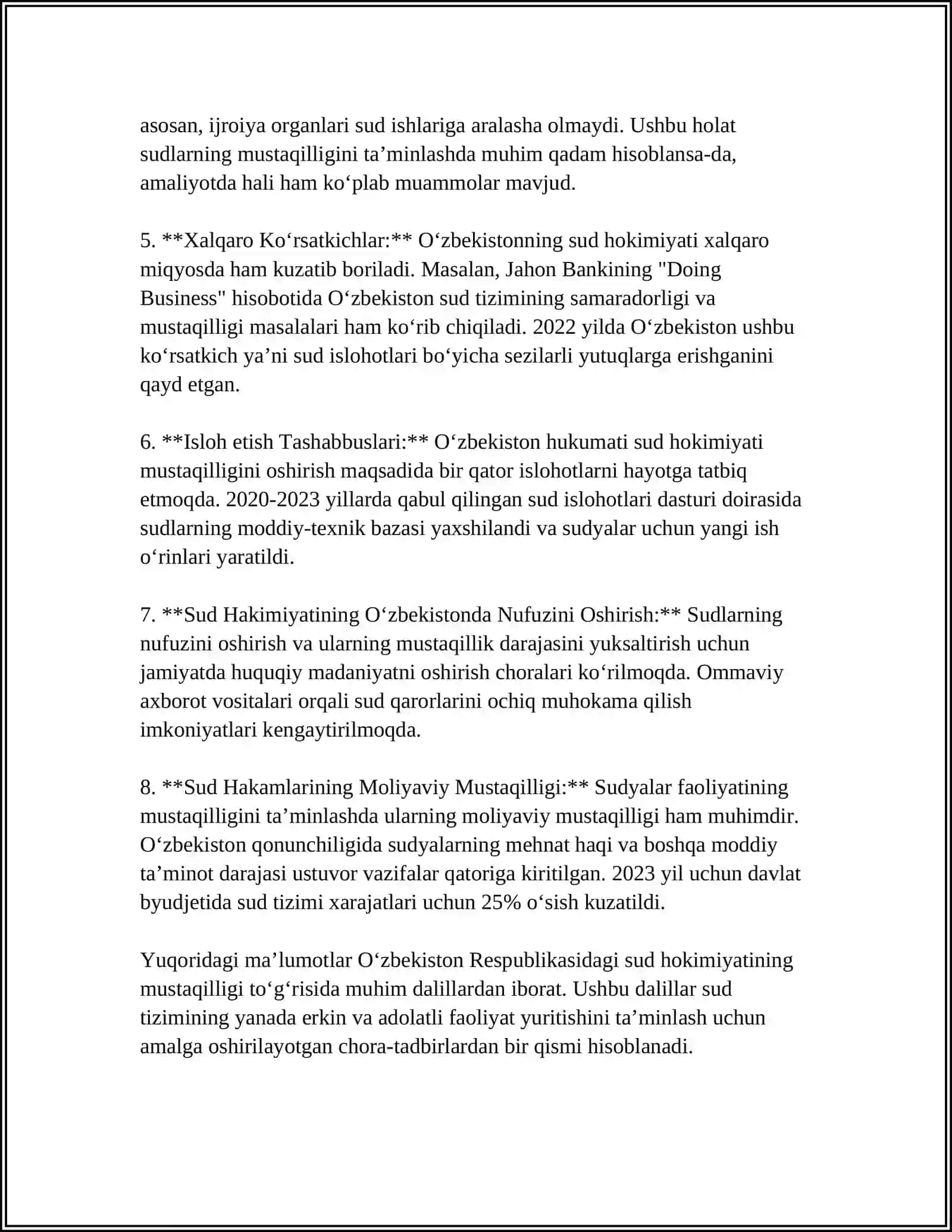 O‘ZBEKISTON RESPUBLIKASIDA SUD TIZIMIDAGI ISLOHOTLAR 4