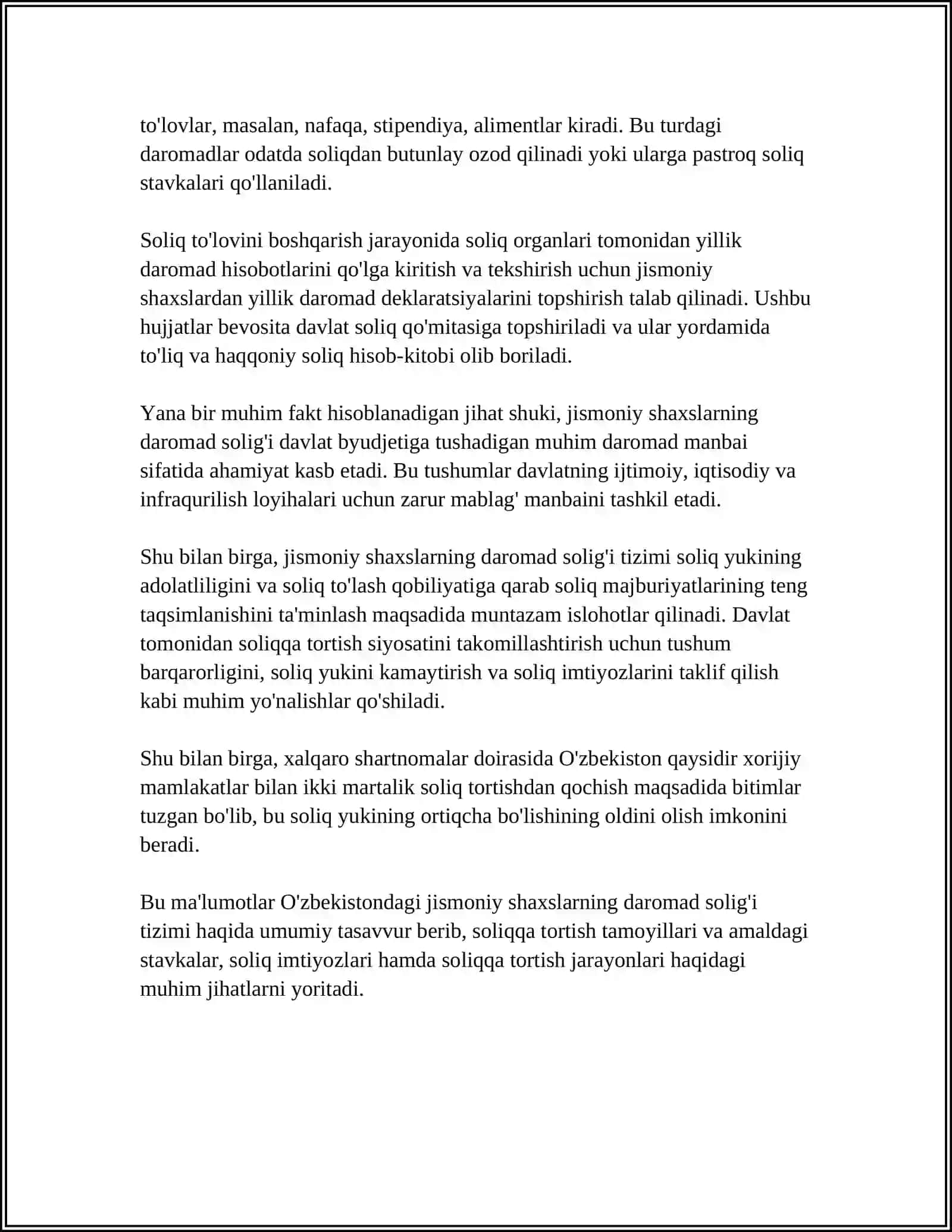 JISMONIY SHAXSLARDAN DAROMADLARIDAN OLINADIGAN SOLIQ TAHLILI 4