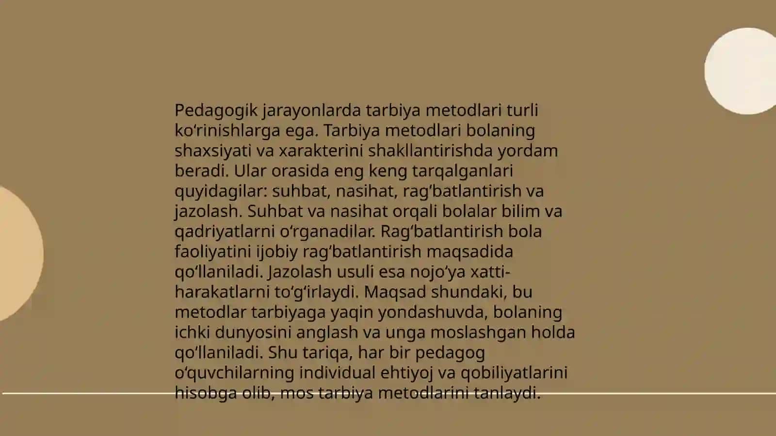 Tarbiya metodlarini tanlab olish shartlari Pedagogika 4