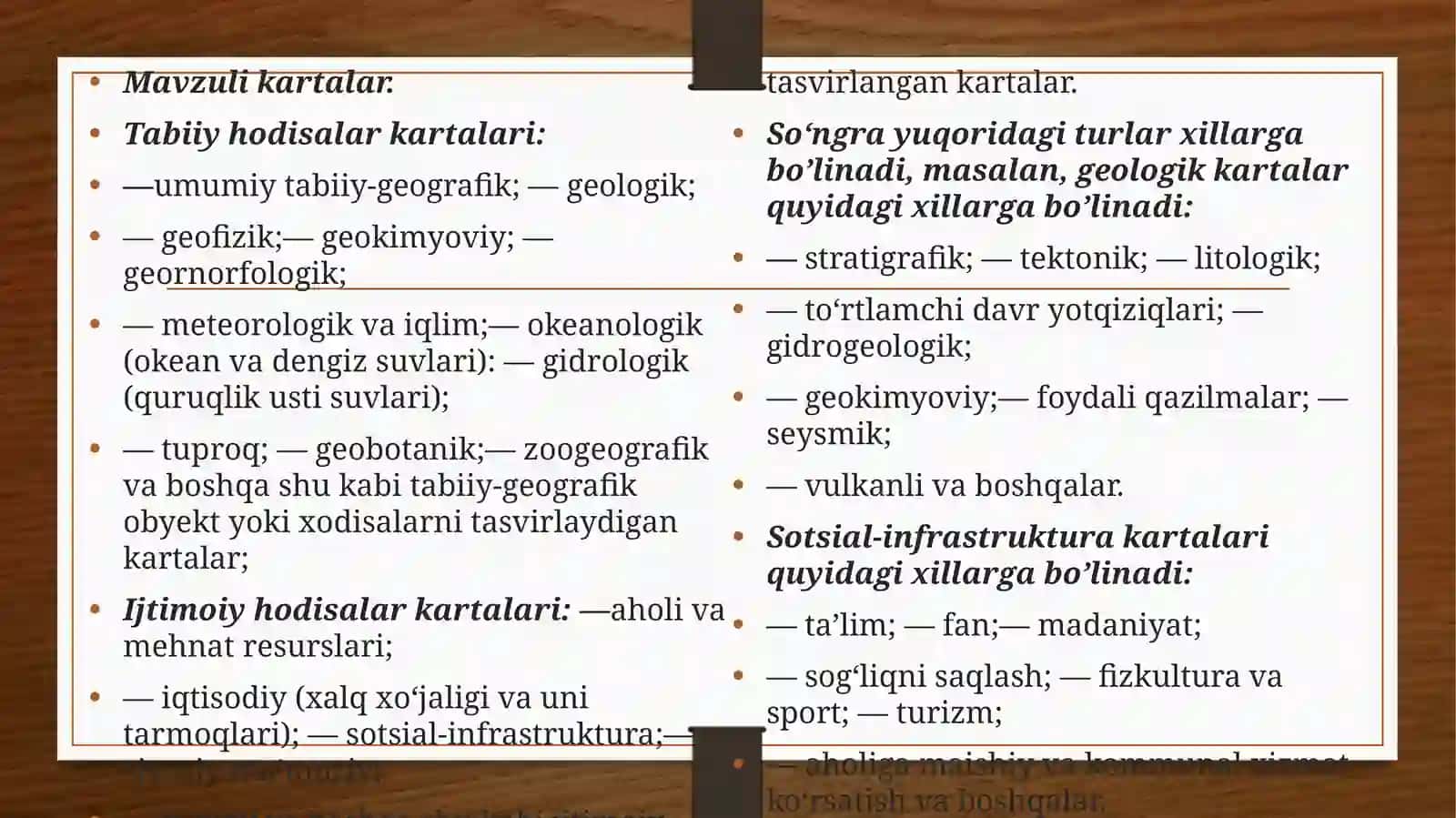 Mavzuli kartalar. Geografik atlaslar va ularning tasnifi 4