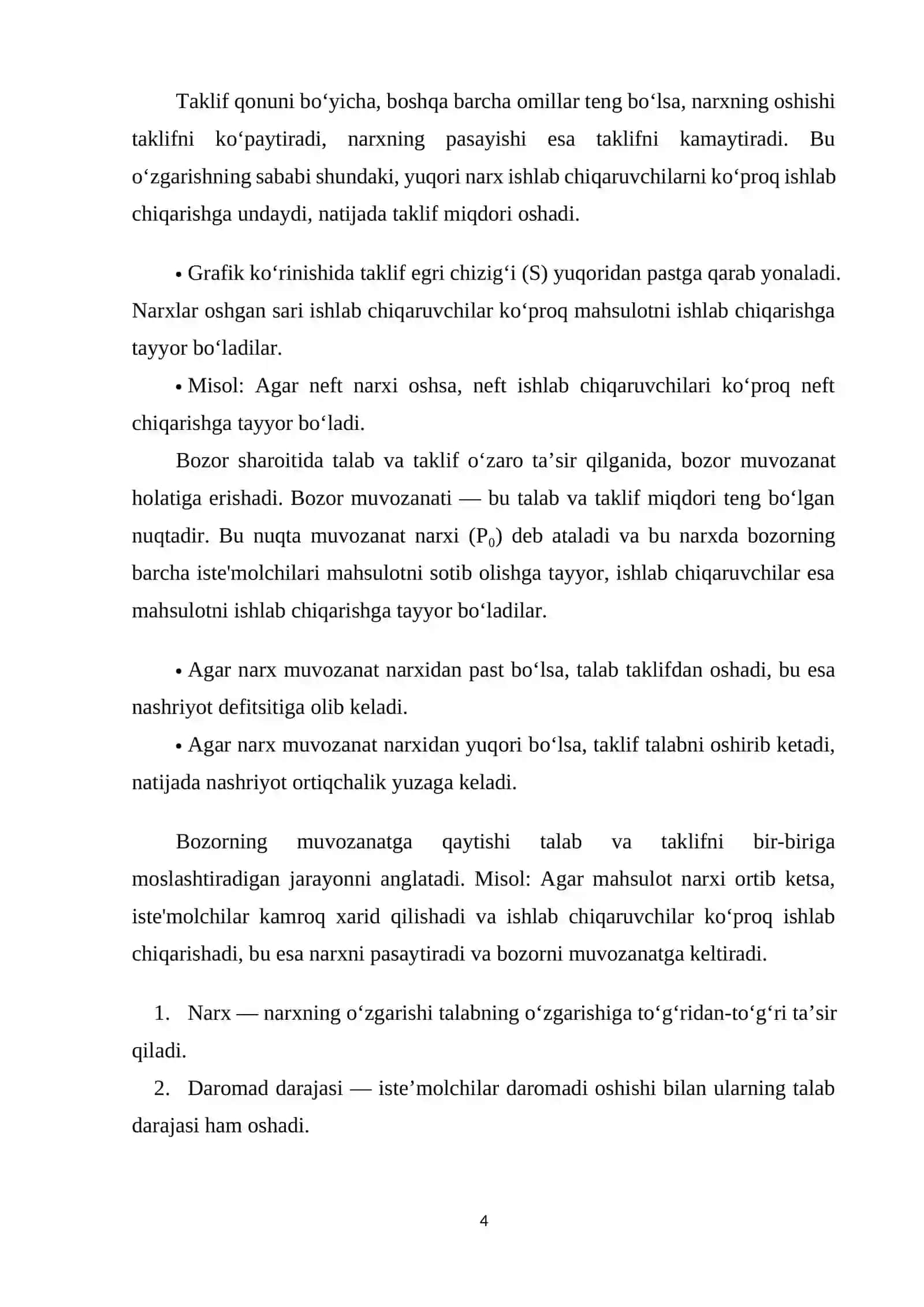 Bozor sharoitida narxlarning shakllanishi. 4