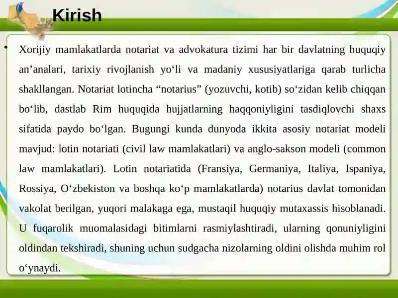 Xorijiy mamlakatlarda notariat va advokatura 4