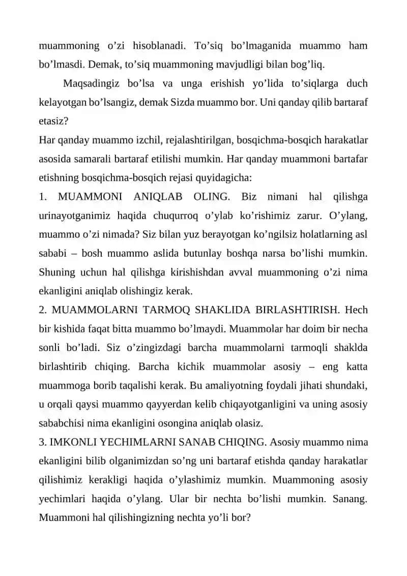 Muammoni hal qilishning asosiy strategiyalari 4