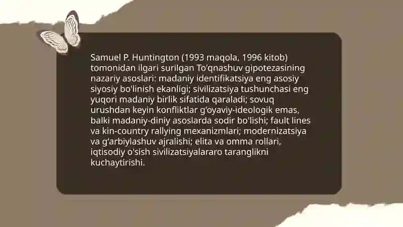 "Sivilizatsiyalar toʻqmashuvi" konsepsiyasi 4