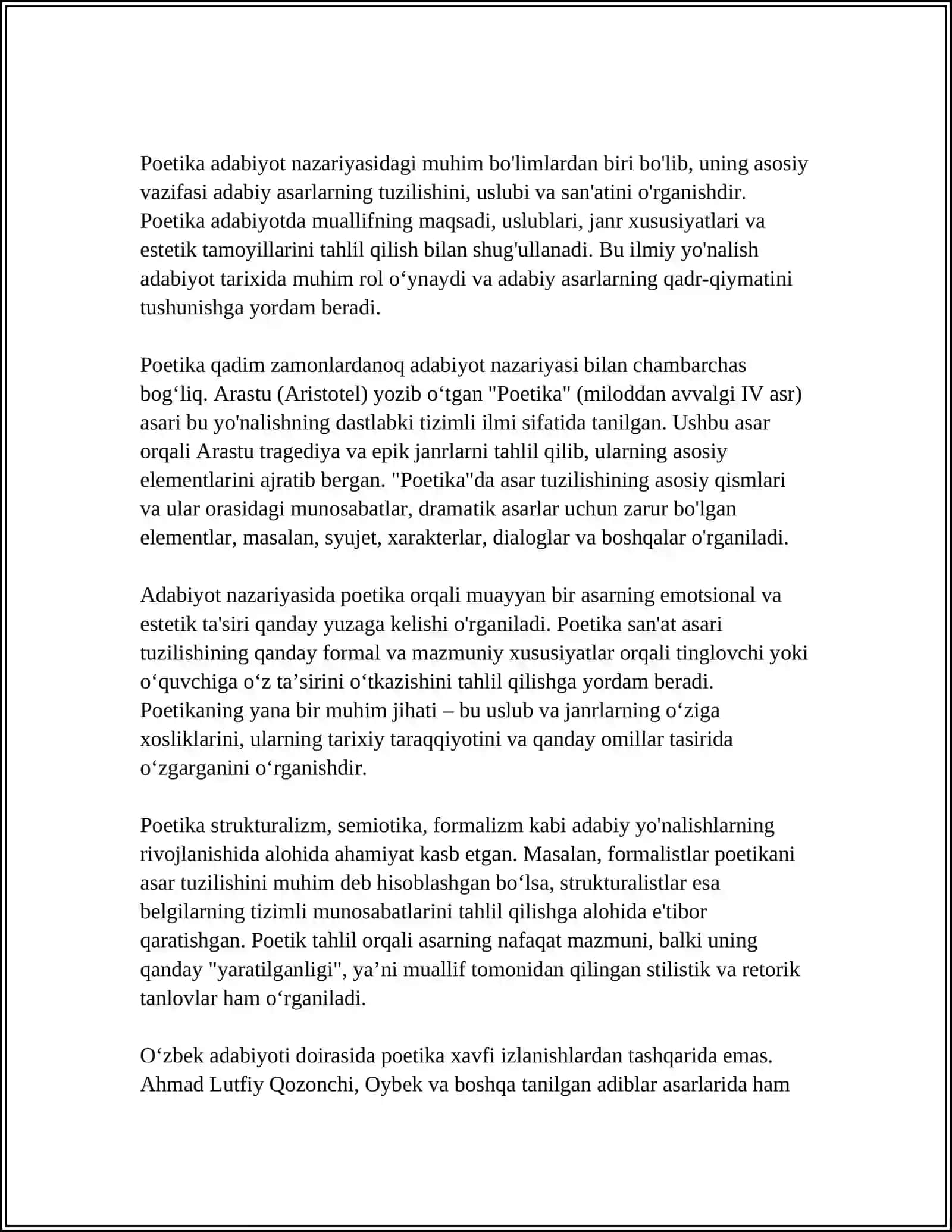 ARISTOTELNING "POETIKA" ASARI BADIIY XUSUSIYATLARI 4