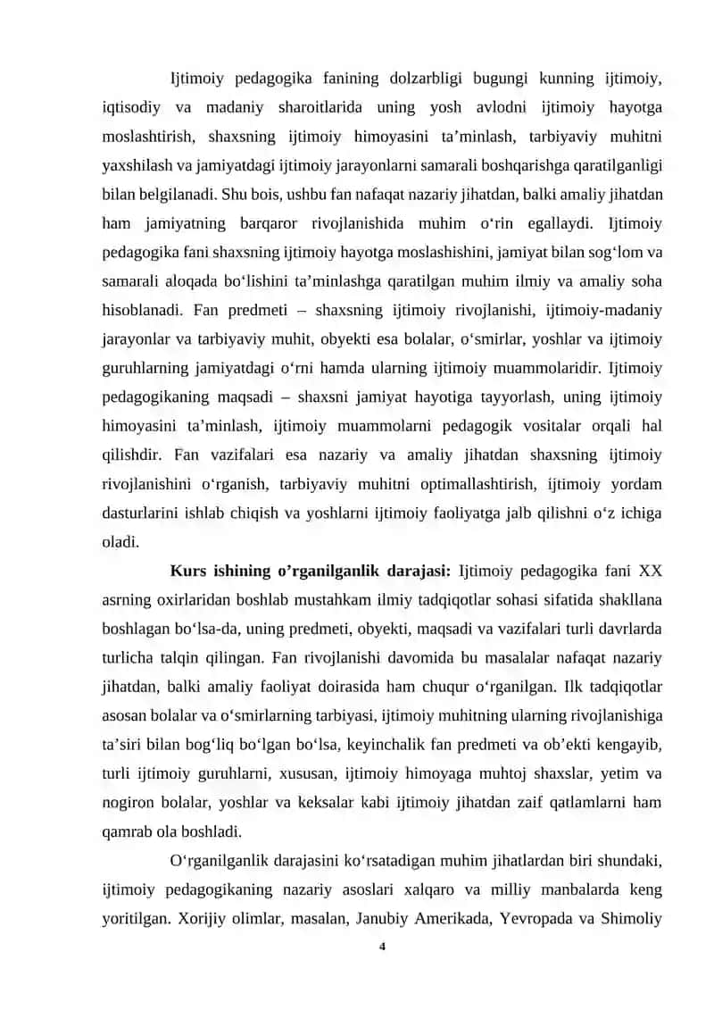 Ijtimoiy pedagogika fanining predmeti, ob’ekti, maqsadi va vazifalari 4