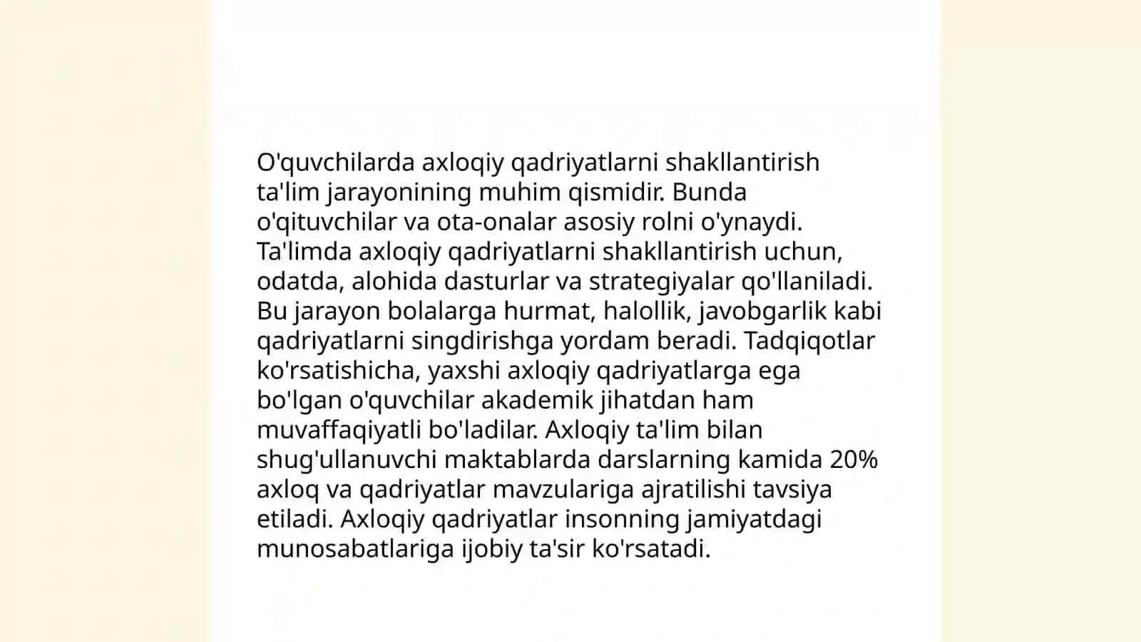 Sinf rahbarining o'quvchilarni ma'naviy -ahloqiy tarbiyalashi 4