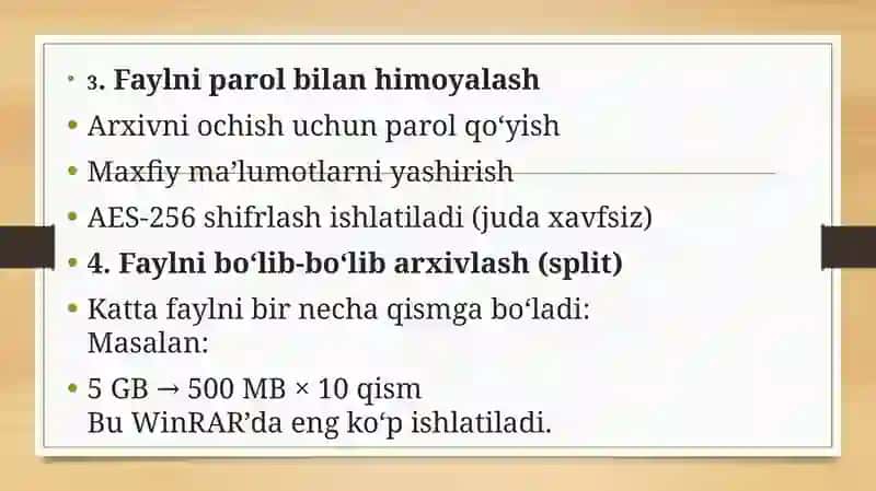 Arxivator dasturlarini solishtirish 4
