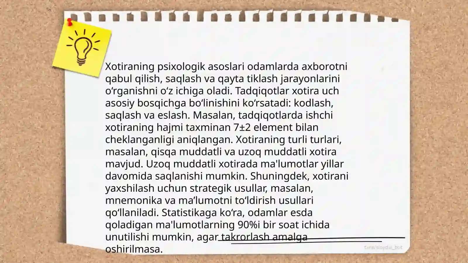 Xotira turlari va uning jarayonlari 4
