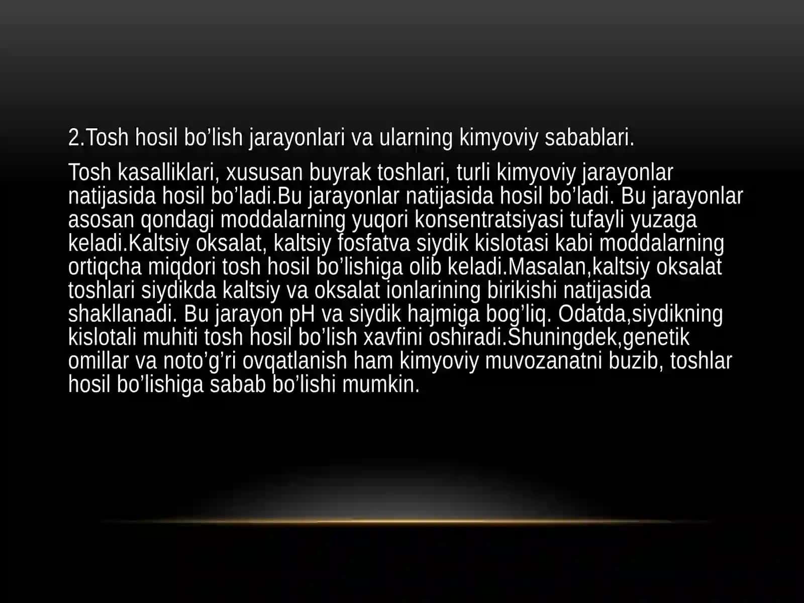 Tosh kasalliklarining kimyoviy asoslari 4