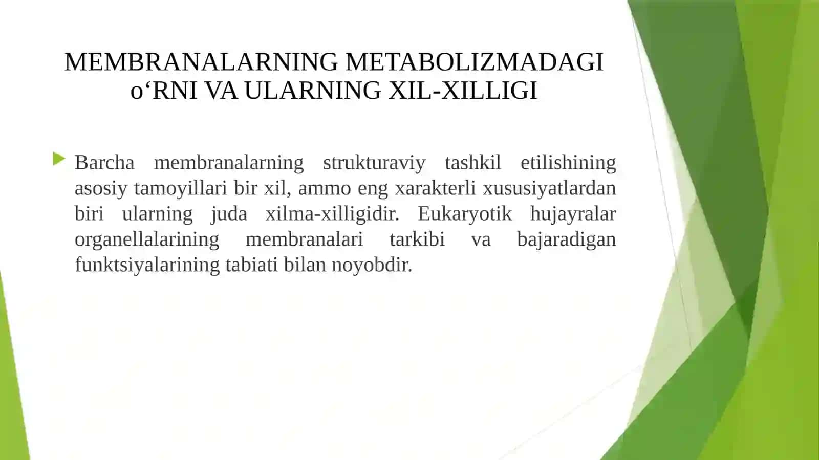 Biologikmembranalar. Biologik oksidlanish 4