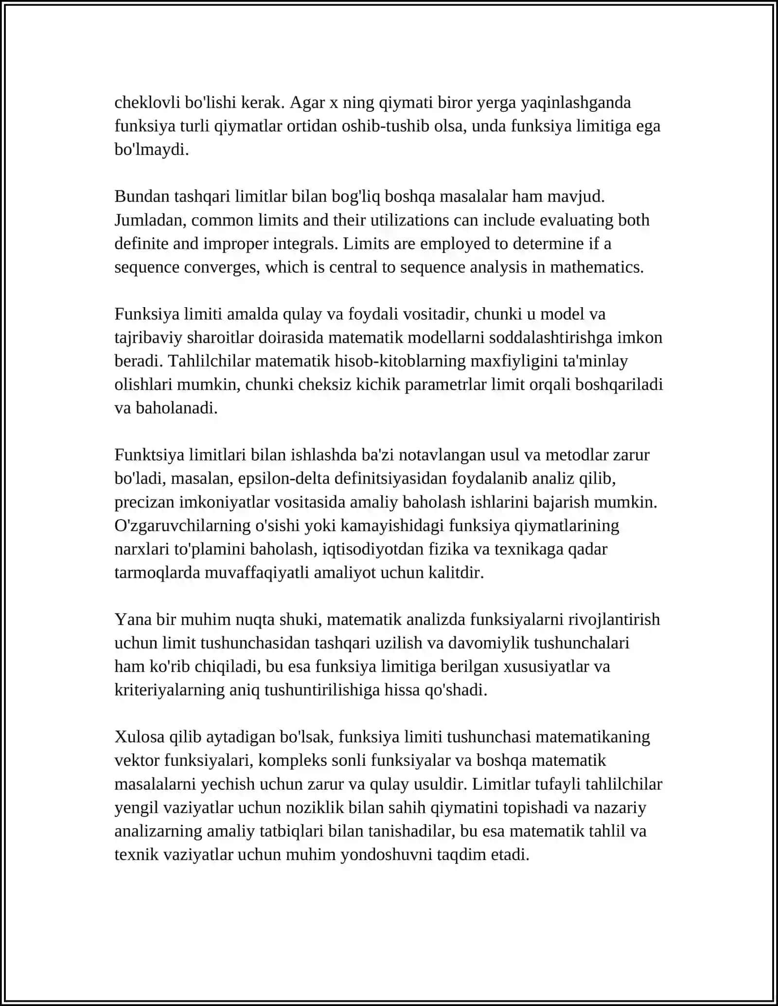 Funksiya limiti tushunchasi 4