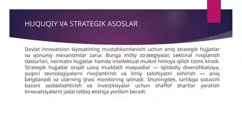 Oʻzbekiston innovatsion tizimini rivojlantirish sohasida davlat siyosati 4