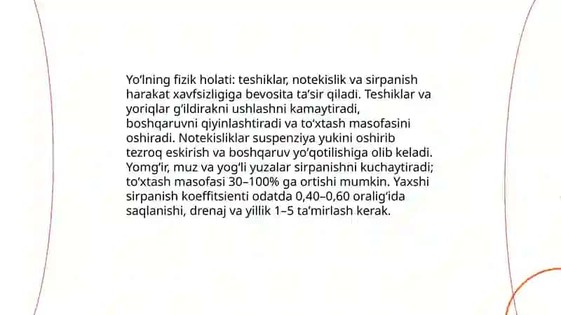 Yoʻl harakatiga tasir etuvchi omillar 4