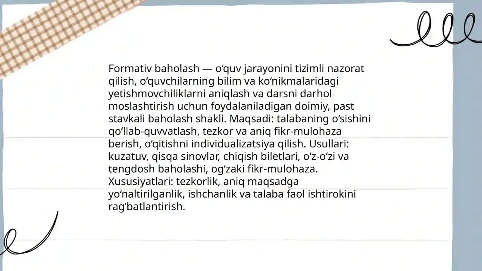 Baholashning vazifasiga koʻra turlari 4