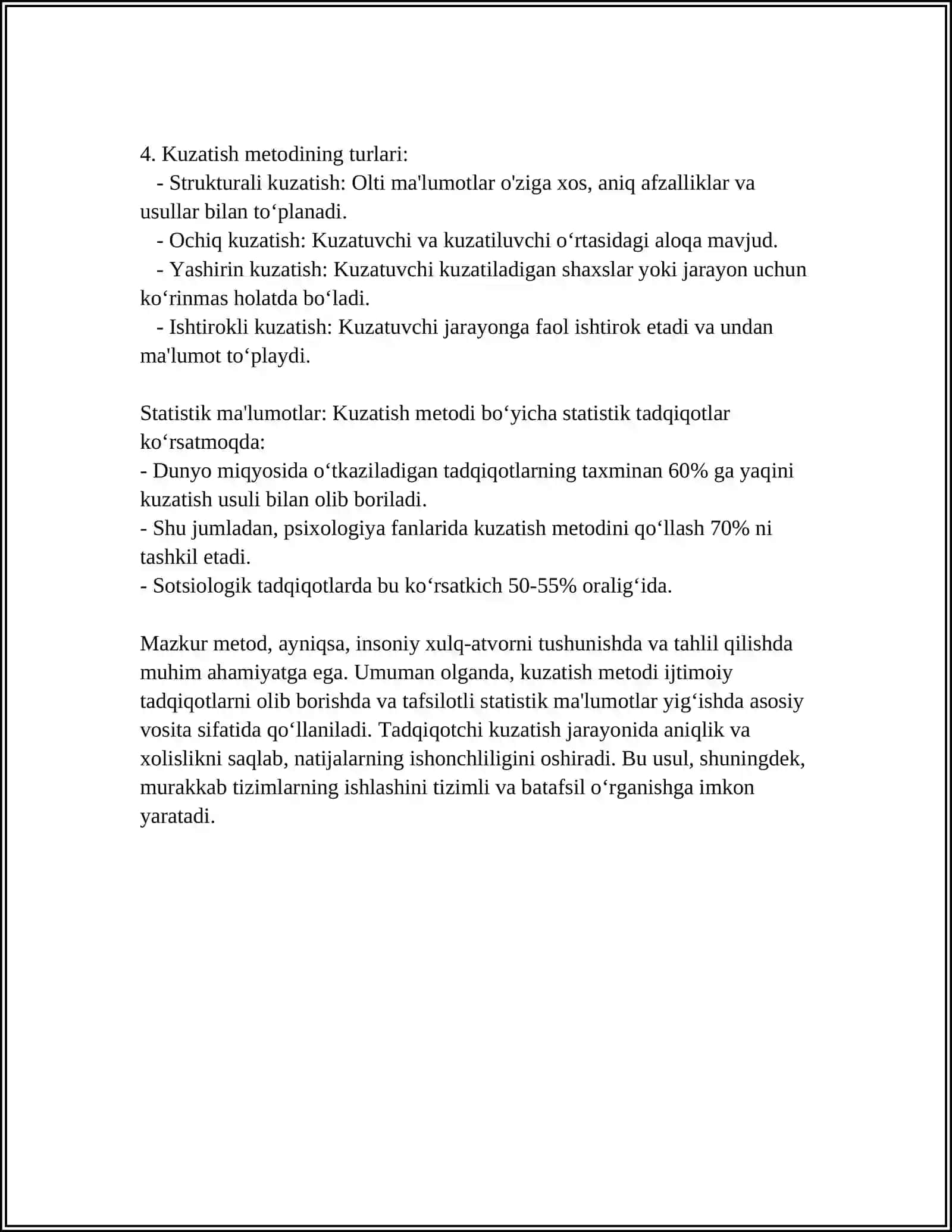 MUHANDISLIK PSIXOLOGIYASINING TADQIQOT METODLARI 4