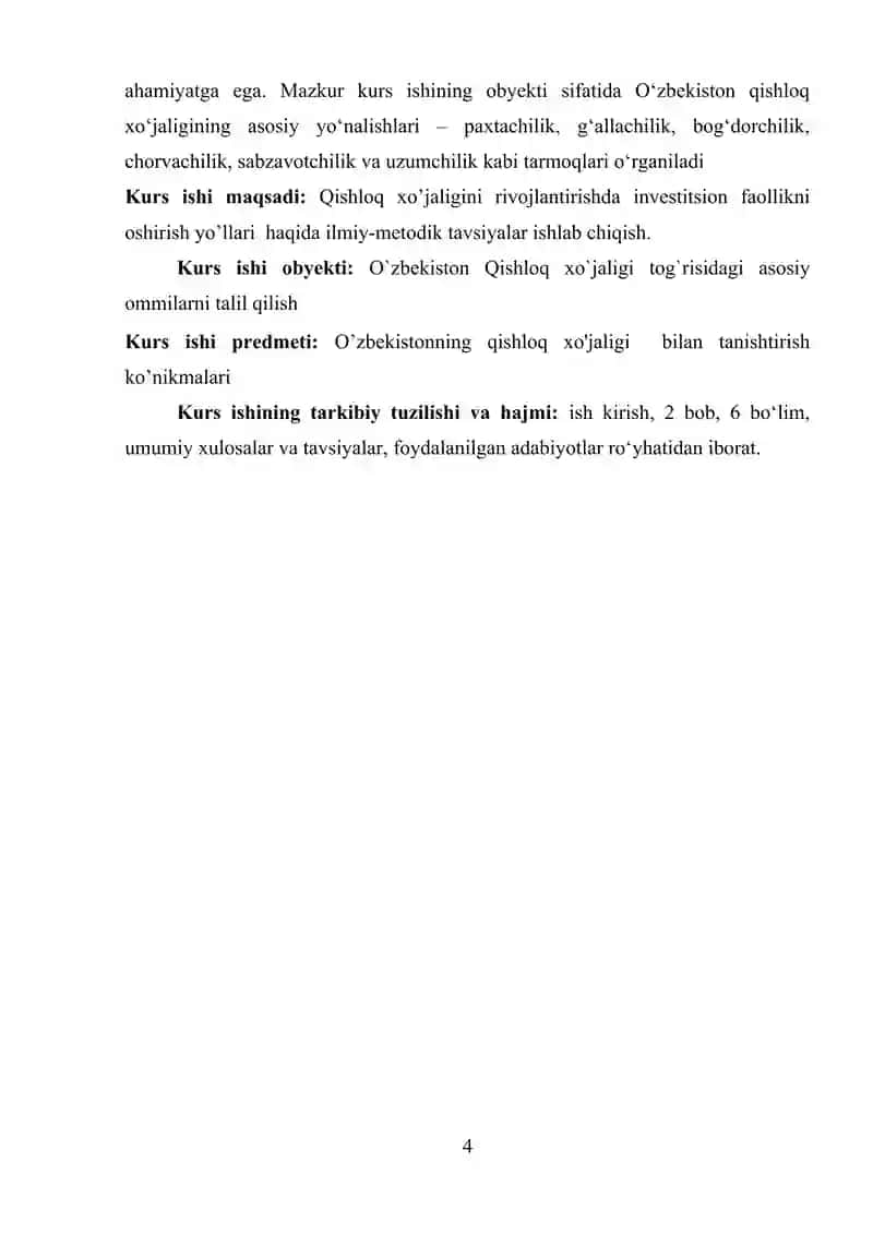 O’ZBEKISTON QISHLOQ XO’JALIGI 4