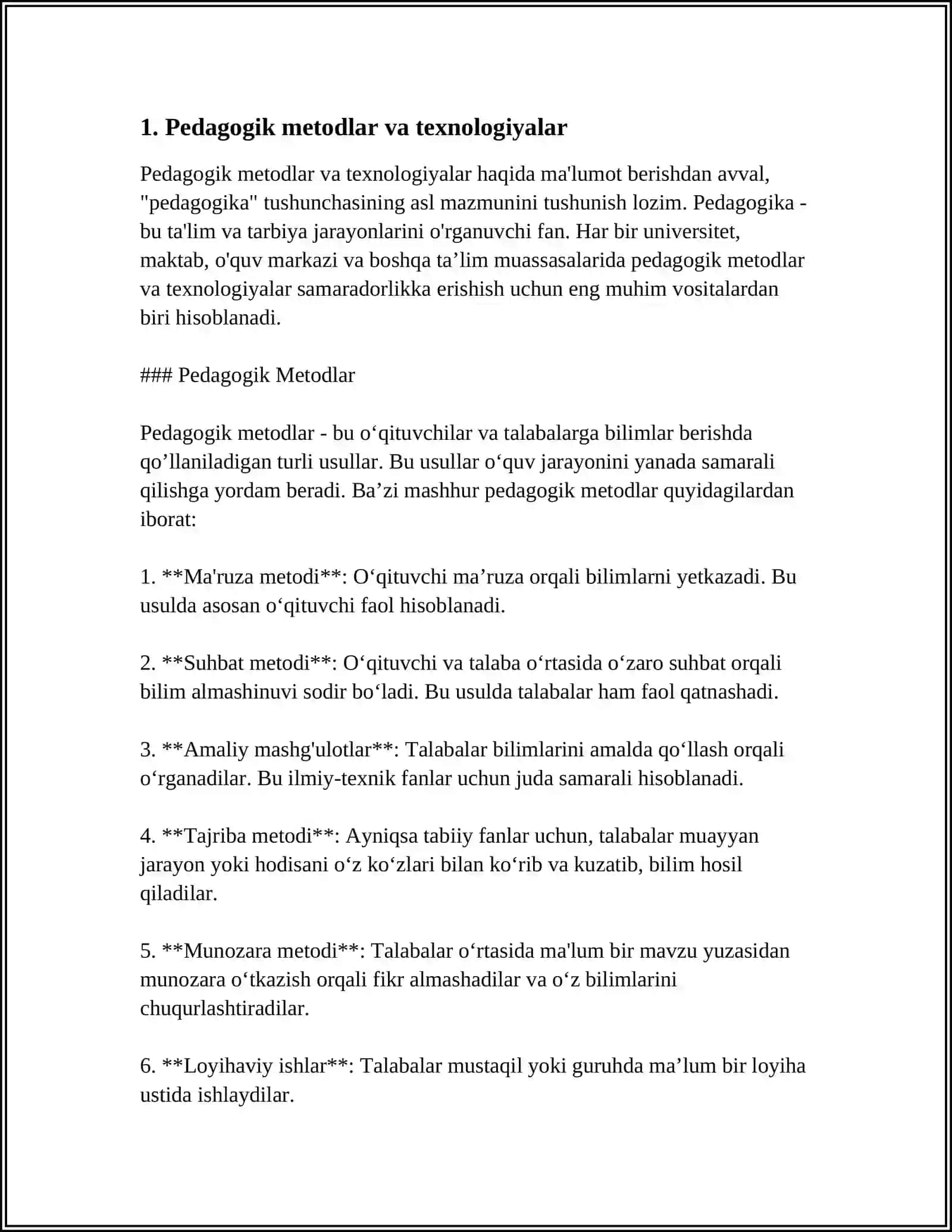 Pedagogik Metodlar va Texnologiyalar 4