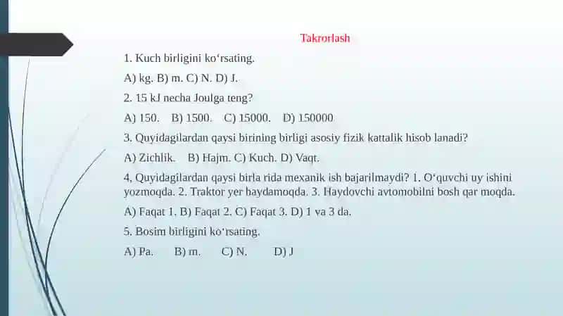 Energiya turlari.Quvvat 4