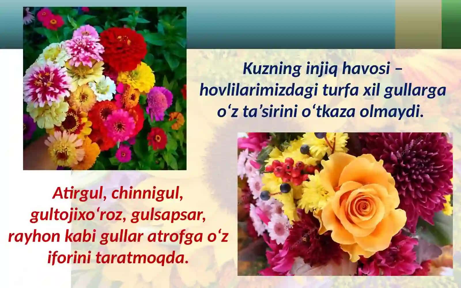 «Kuzgi gullar» mavzusida rasm ishlash 4