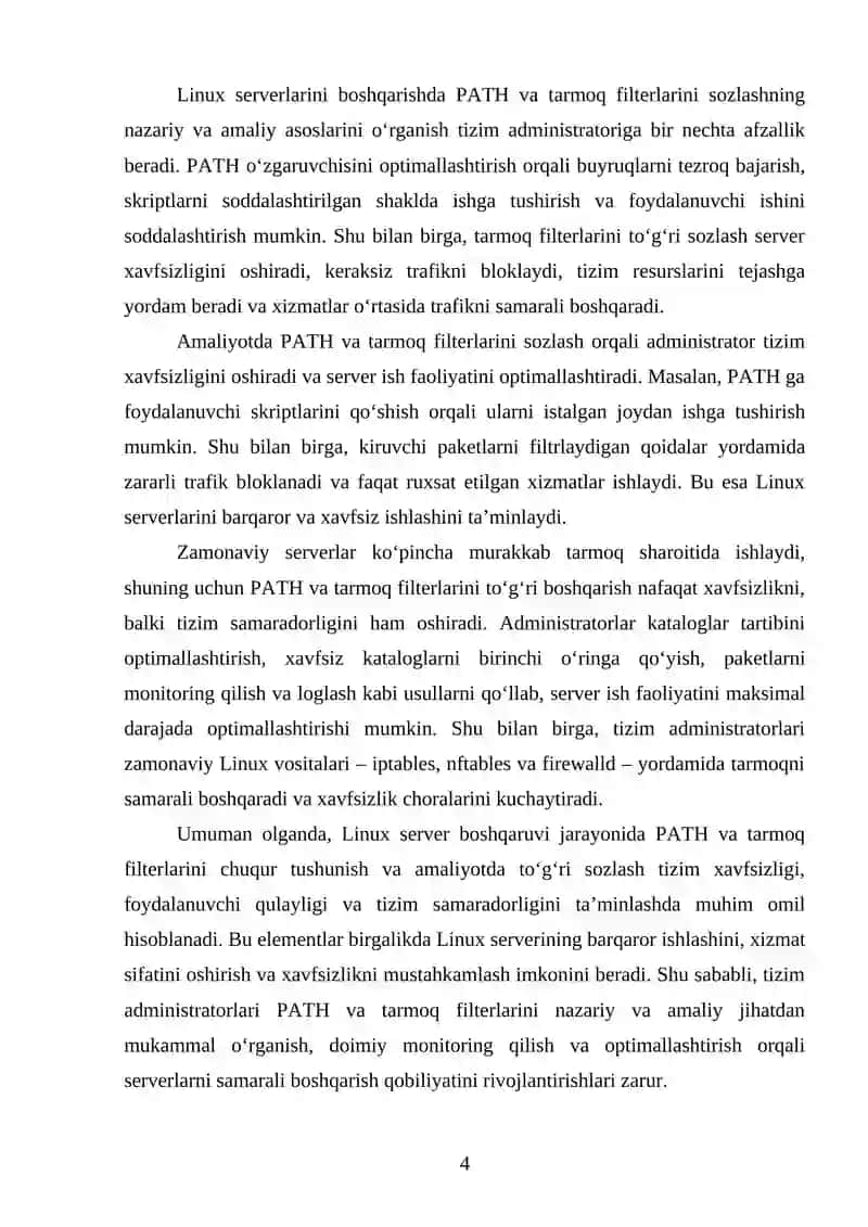 Tarmoqni optimallashtirish PATH va filter o‘zgaruvchilarini sozlash 4