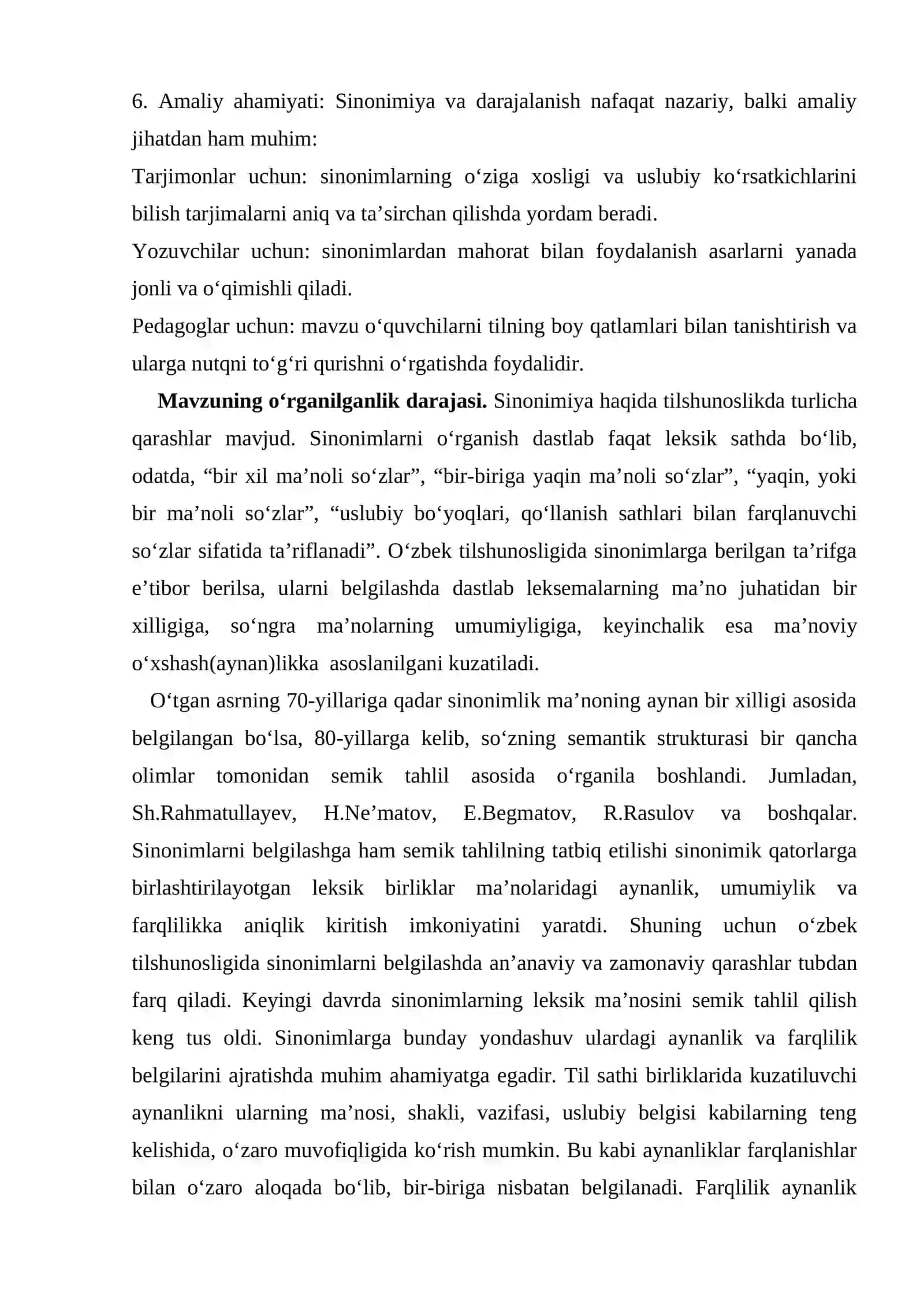 Sinonimiya va darajalanish munosabati 4