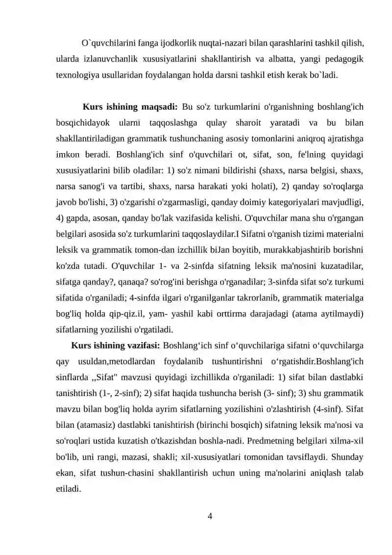 Boshlang’ich sinflarda sifat mavzusini o’rgatish metodikasi 4