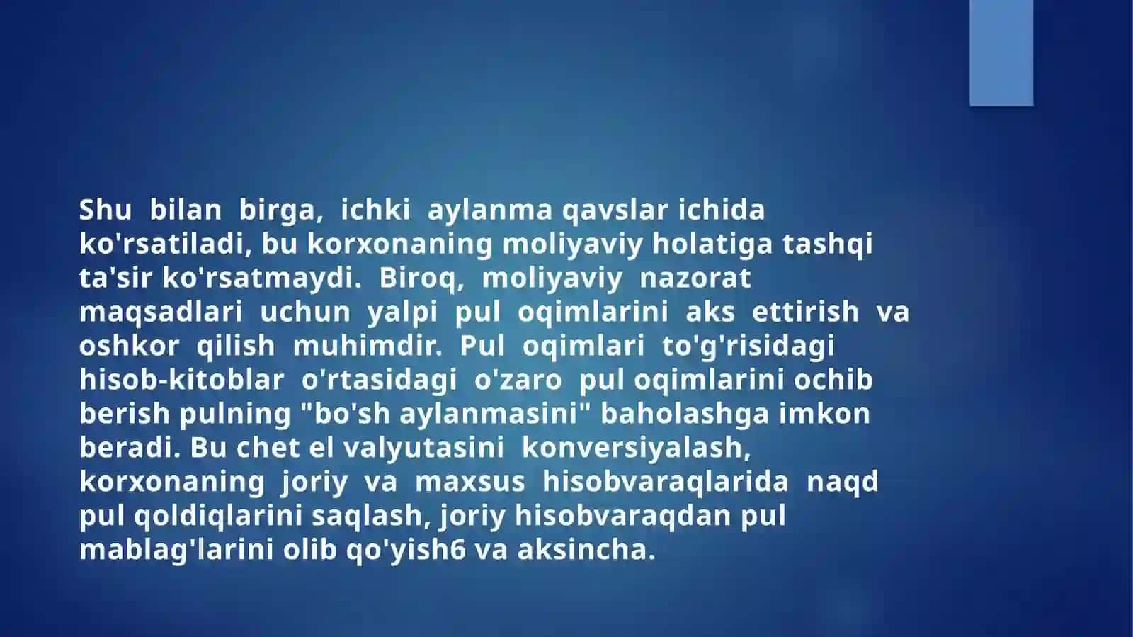 Pul o’qimi tog’risidagi hisobot va uni tuzish usullari 4
