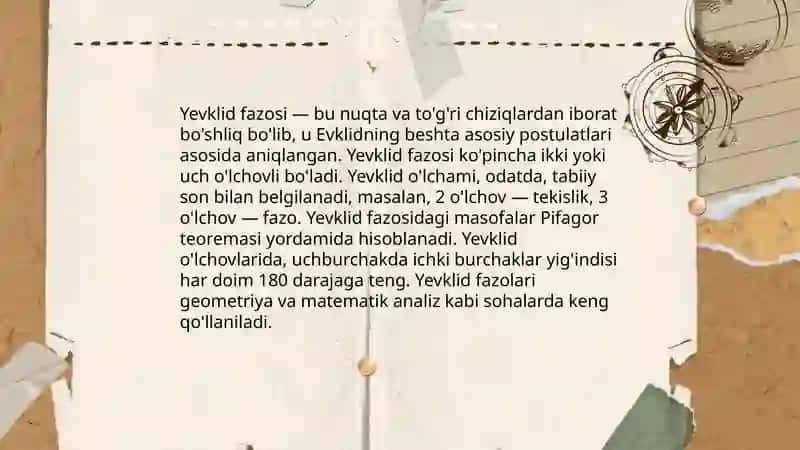 Yevklid fazosining asosiy tushunchalari 4