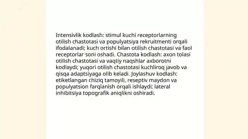 Sensor tizimlar fiziologiyasi 4
