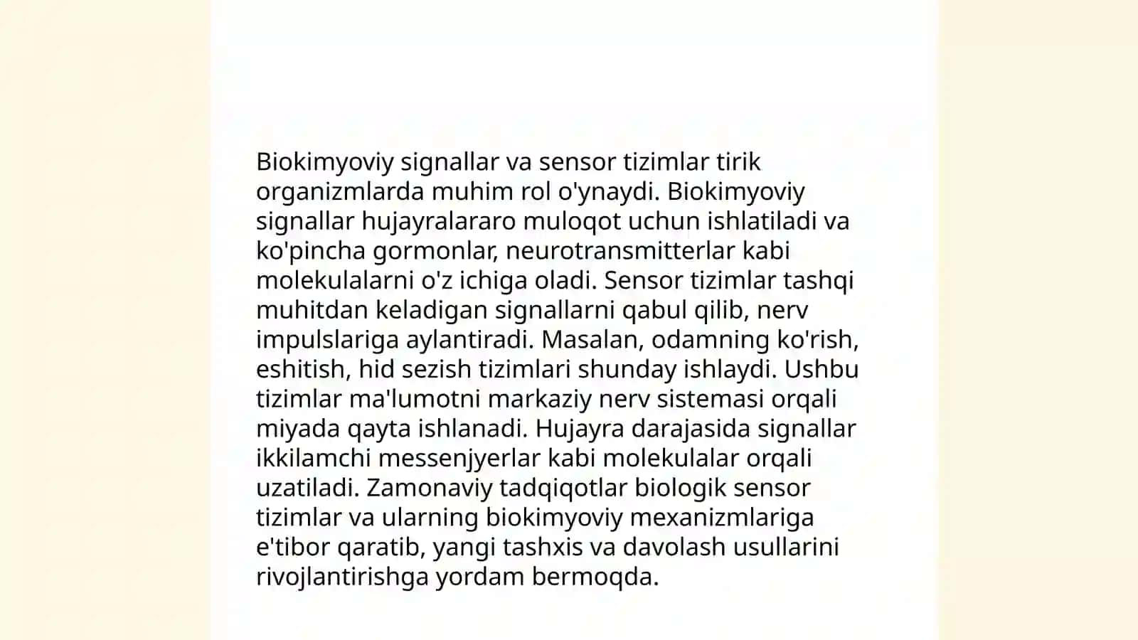 Sensor tizimlar faoliyatining biokimyoviy asoslari 4