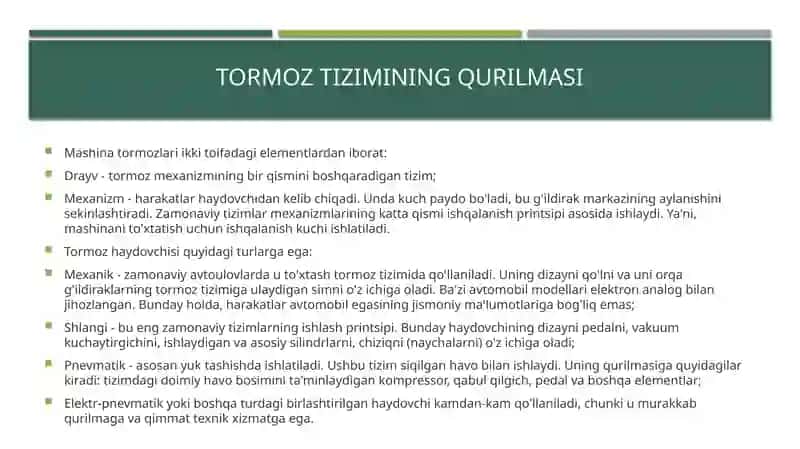 zamonaviy avtomobillar tormoz tizimi 4