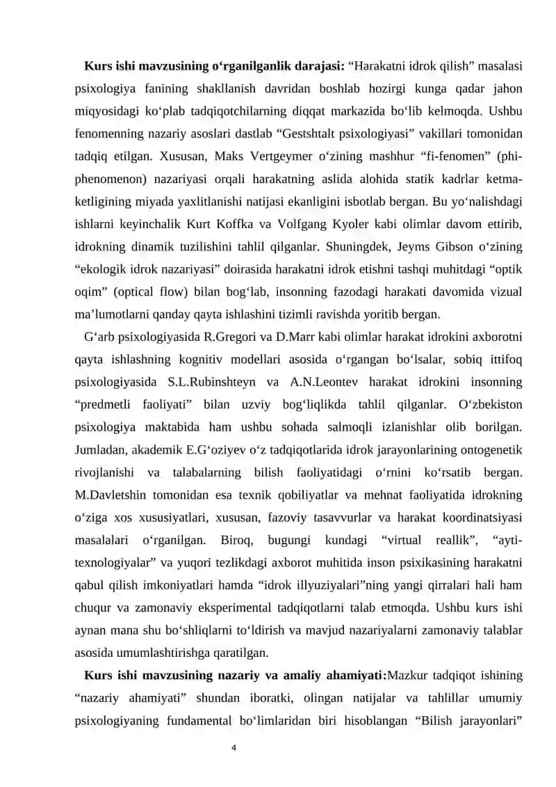 HARAKATNI IDROK QILISH kurs ishi 4