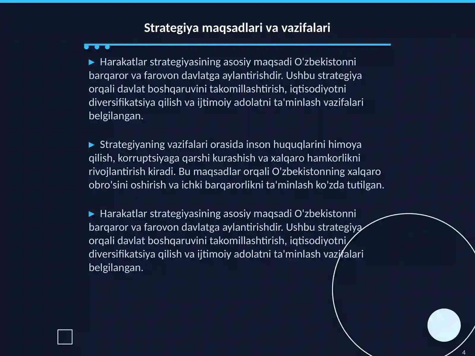 Harakatlar strategiyasi 4