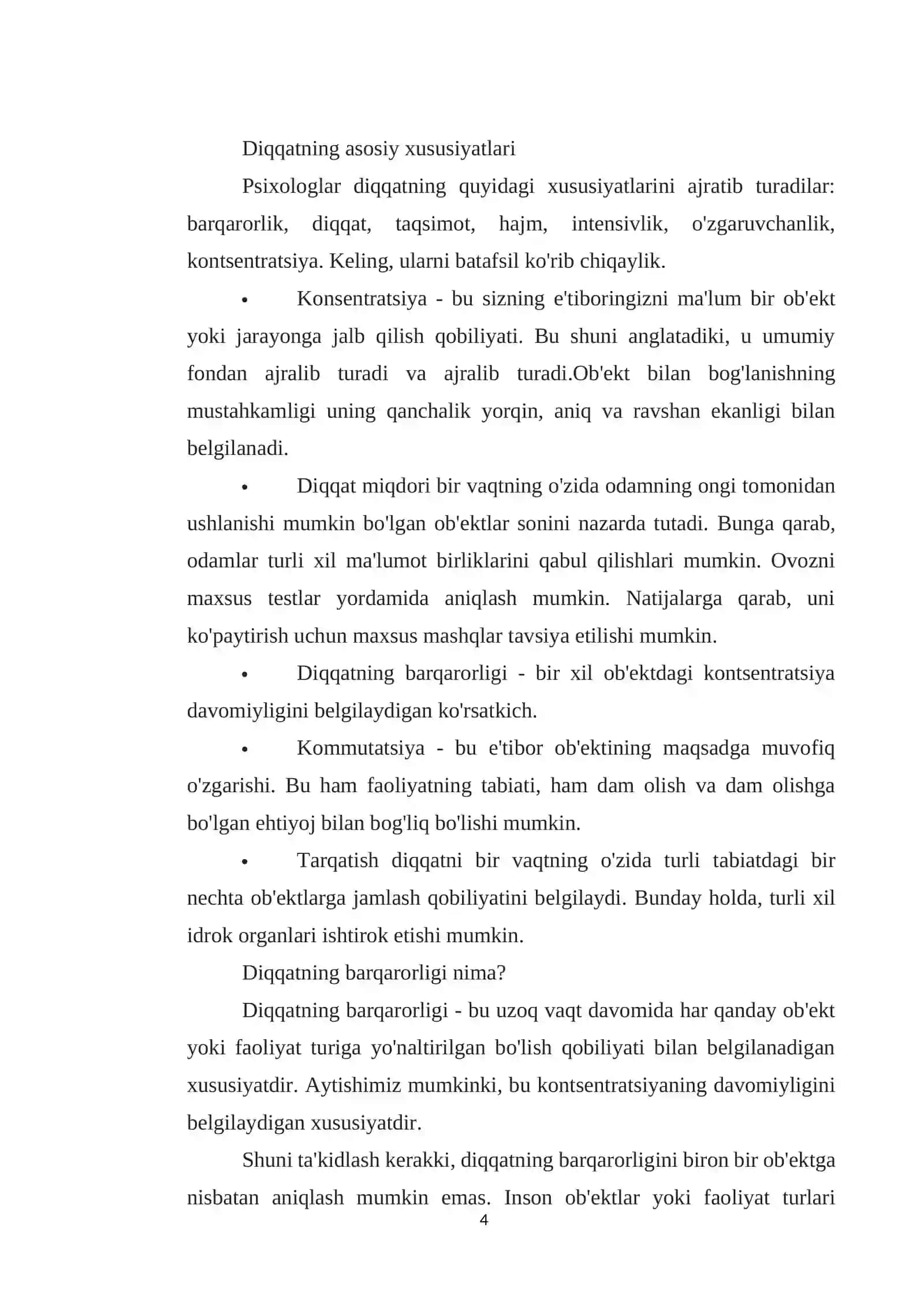 Diqqatning asosiy xususiyatlari 4