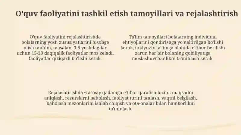 Bolalar o'quv faoliyatlarining asosiy turlari 4