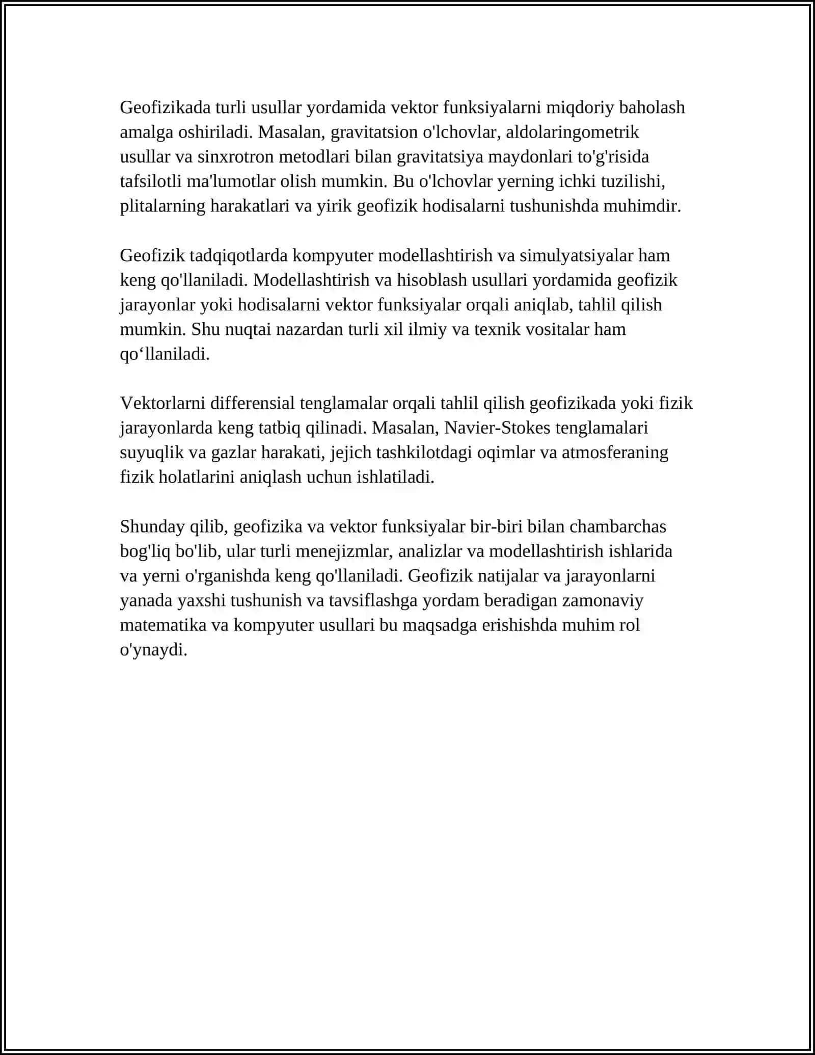 VEKTOR FUNKSIYALARNING GEOFIZIKA SOHASIDAGI TATBIQLARI 4