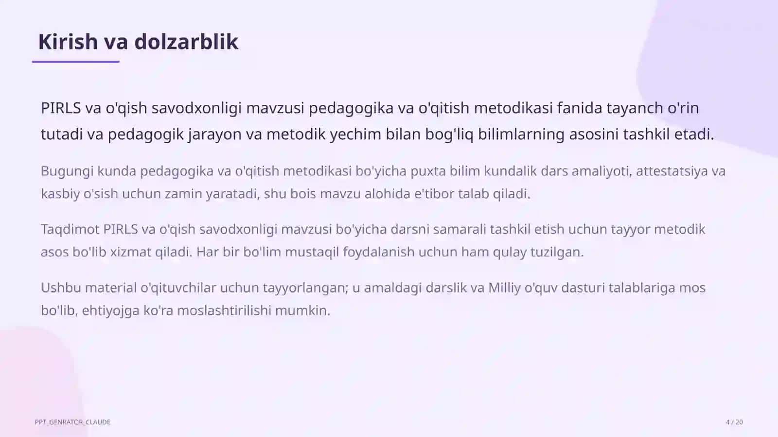 PIRLS va o'qish savodxonligi 4